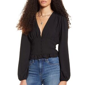One Clothing Button Waist V-Neck Top
